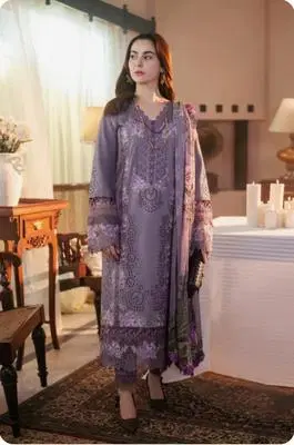 Elegant Lavender Embroidered Suit