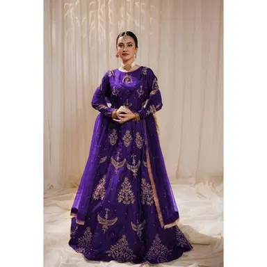 Elegant Purple Embroidered Anarkali Dress