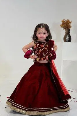 Kids' Designer Maroon Lehenga Choli