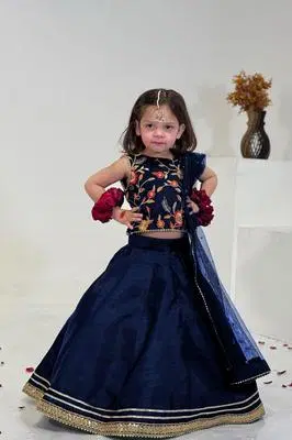 Navy Blue Kids' Lehenga Choli