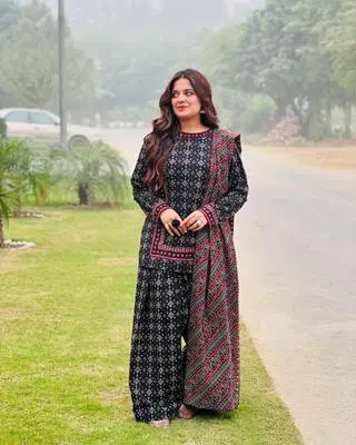 Printed Black Three-Piece Suit