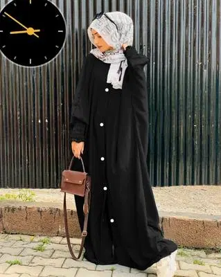 Black Buttoned Abaya Dress