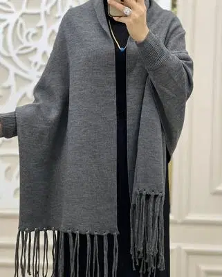 Gray Knitted Shawl