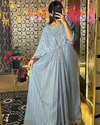 Elegant Silver Kaftan Dress