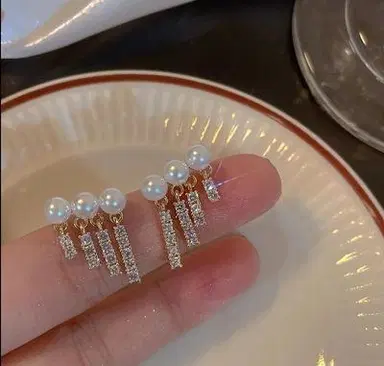 Elegant Pearl and Rhinestone Drop Earrings