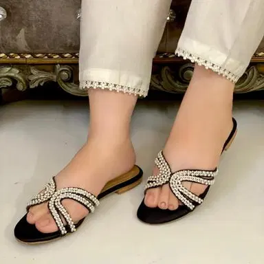 Women's Pearl-Embellished Slip-On Sandals