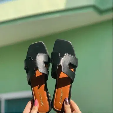 Stylish Black Slip-On Sandals