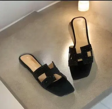 Black Open-Toe Slide Sandals