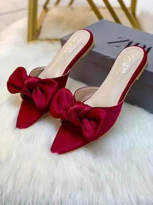 Elegant Red Bow Mules
