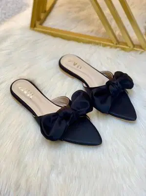 Black Bow Slip-On Flats