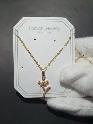 Gold-Plated Crystal Pendant Necklace