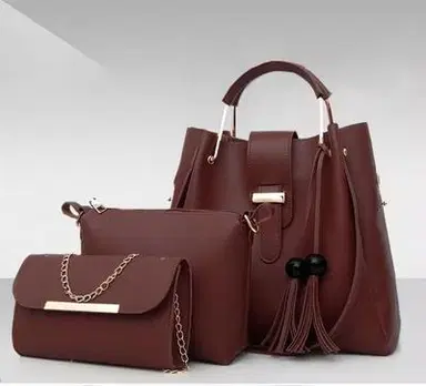 Elegant 3-Piece Brown Handbag Set