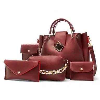 Elegant Burgundy Handbag Set