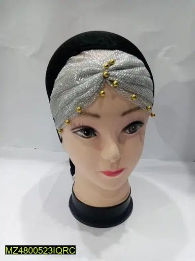 Silver and Black Decorative Turban Headband