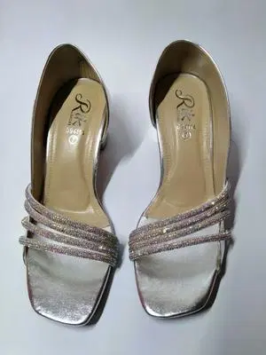 Silver Open-Toe Heels