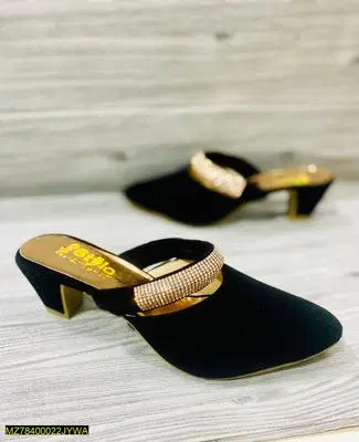 Black Heeled Slip-On Sandals
