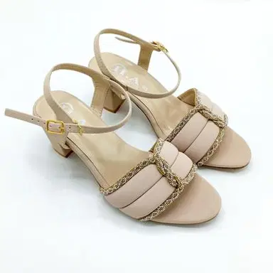 Elegant Beige Women's Heeled Sandals
