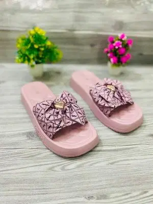 Pink Bow Slide Sandals