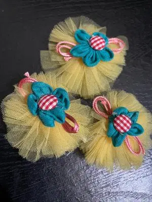 Yellow Tulle Floral Hair Clips