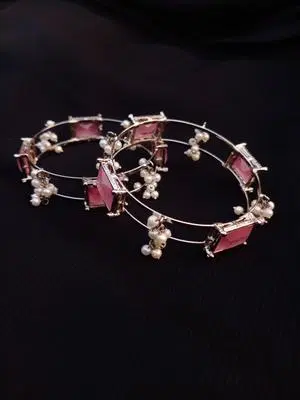 Elegant Pink Stone Bangles