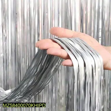 Silver Metallic Fringe Curtain