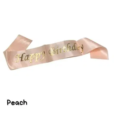 Happy Birthday Peach Ribbon