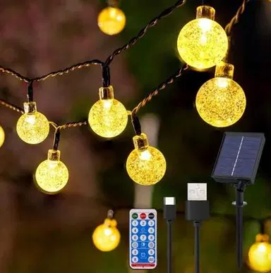 Solar-Powered Globe String Lights