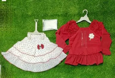 Girls' Red Top and Polka Dot Skirt Set