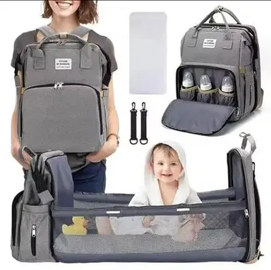 Multifunctional Baby Diaper Bag with Portable Bassinet