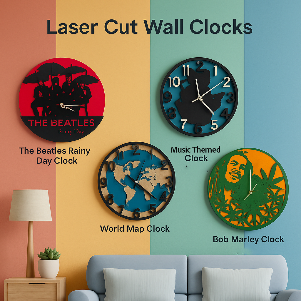 Handmade 3D Clocks | Laser Cut Wood Clock Decor | Unique Gifts for Home