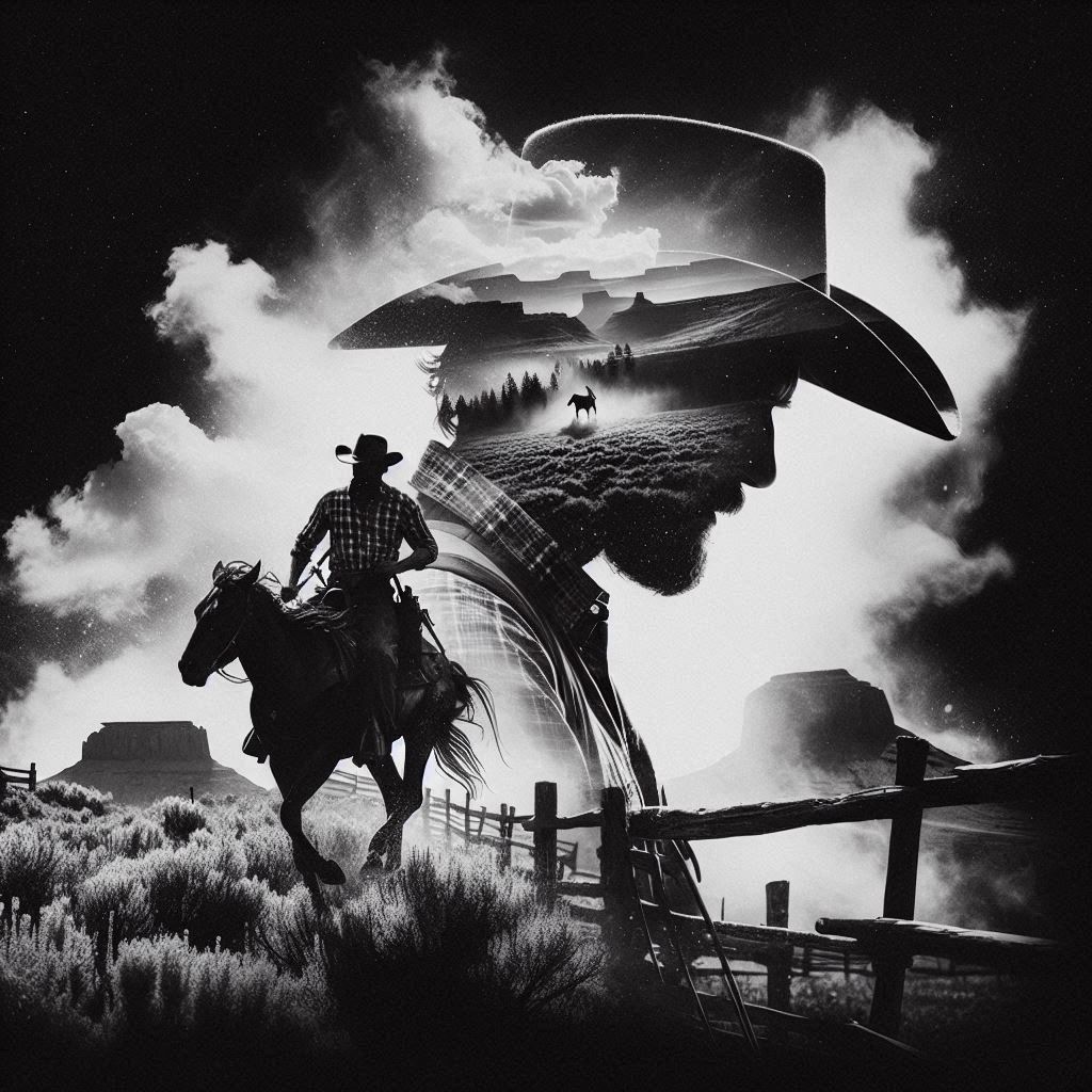 Rustic Cowboy Slate Coaster Set – Laser-Etched Western Silhouettes on Natural Stone