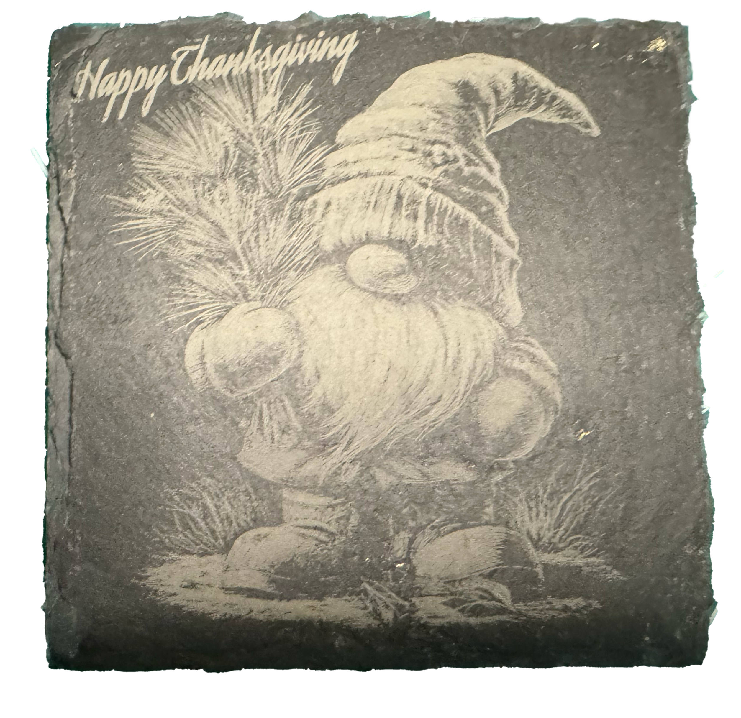 Gnome Slate Coaster Set – Laser-Etched on Natural Stone