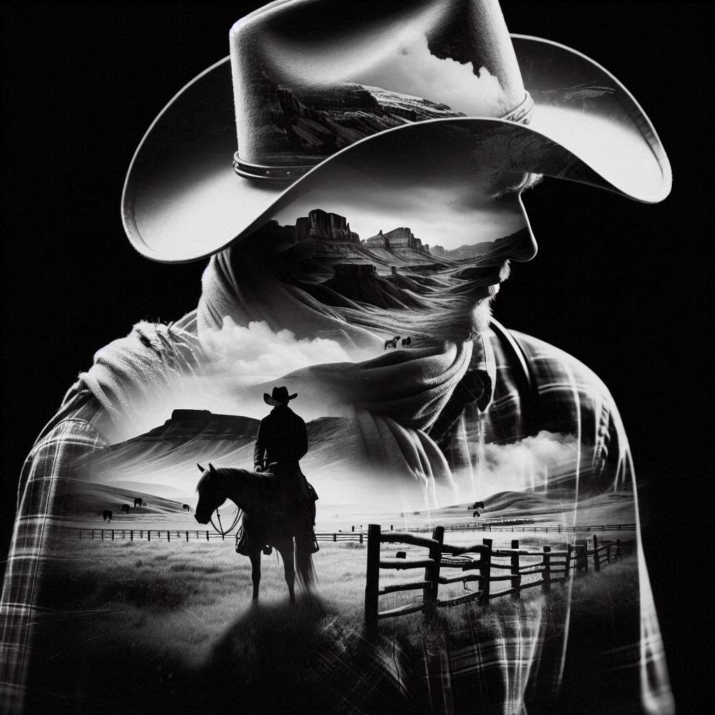 Rustic Cowboy Slate Coaster Set – Laser-Etched Western Silhouettes on Natural Stone