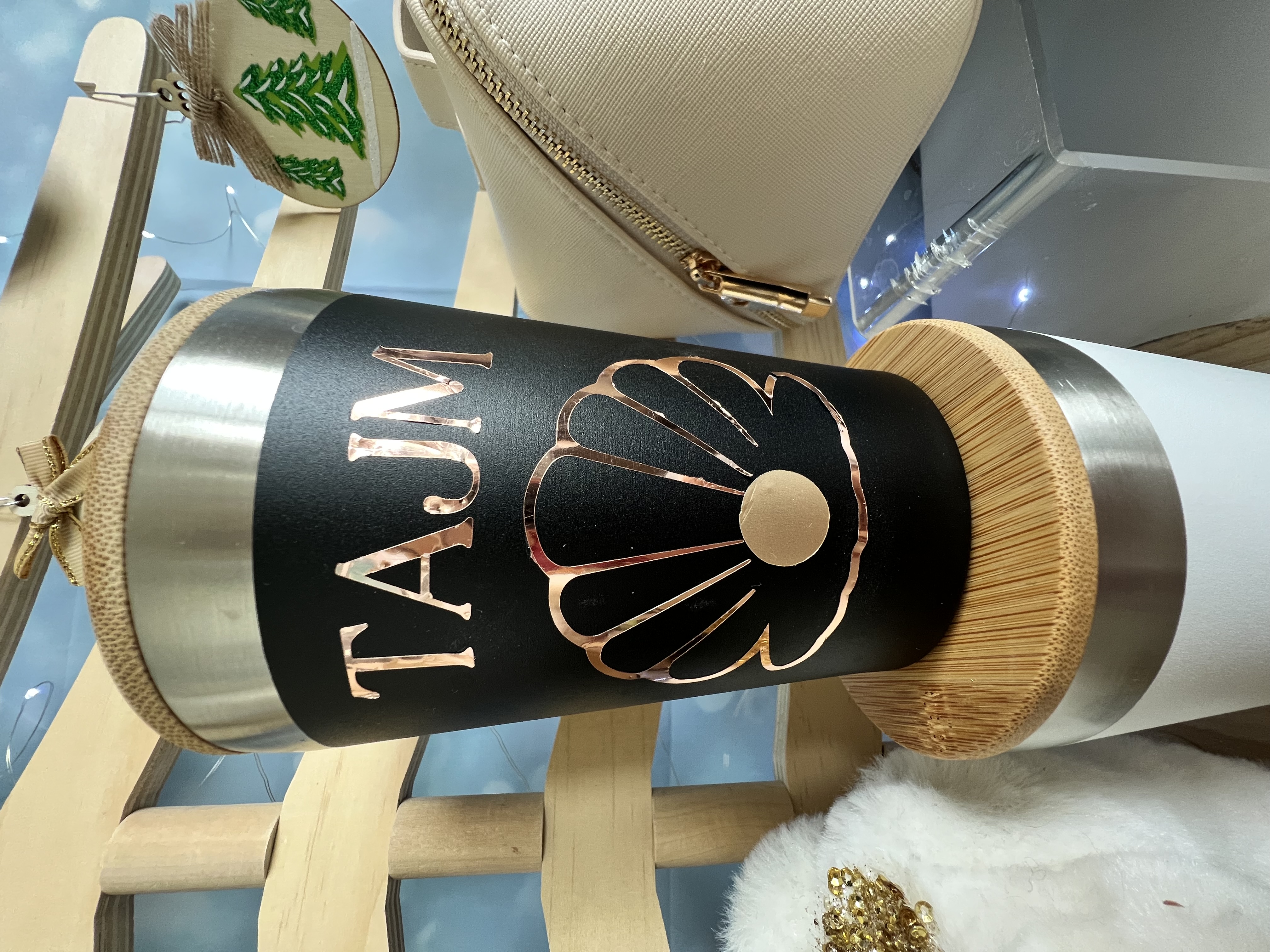 Mug isotherme – Couvercle bambou – Personnalisable