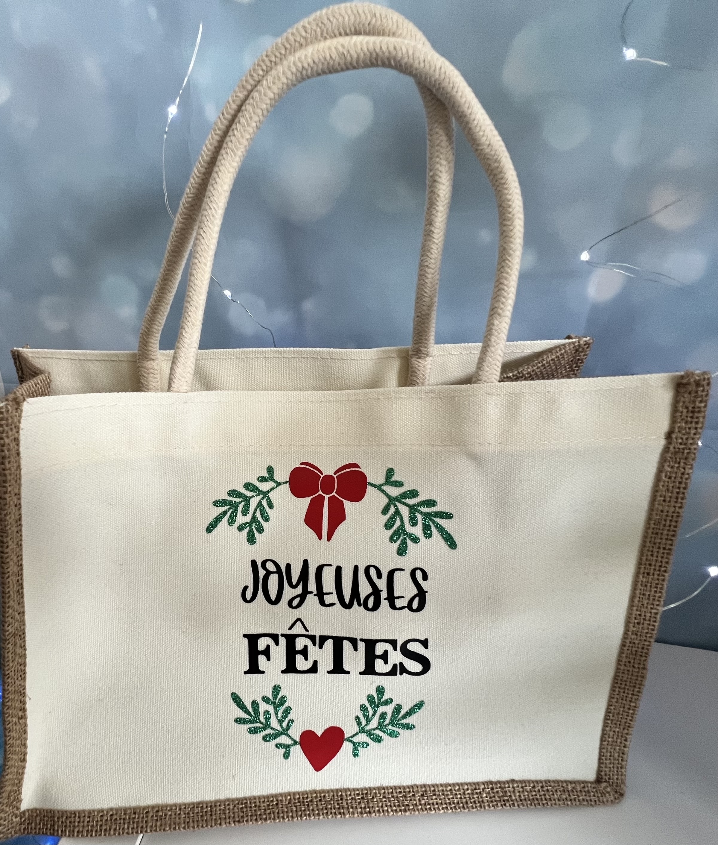 Cabas en toile de jute – Collection Noël – 4 modèles