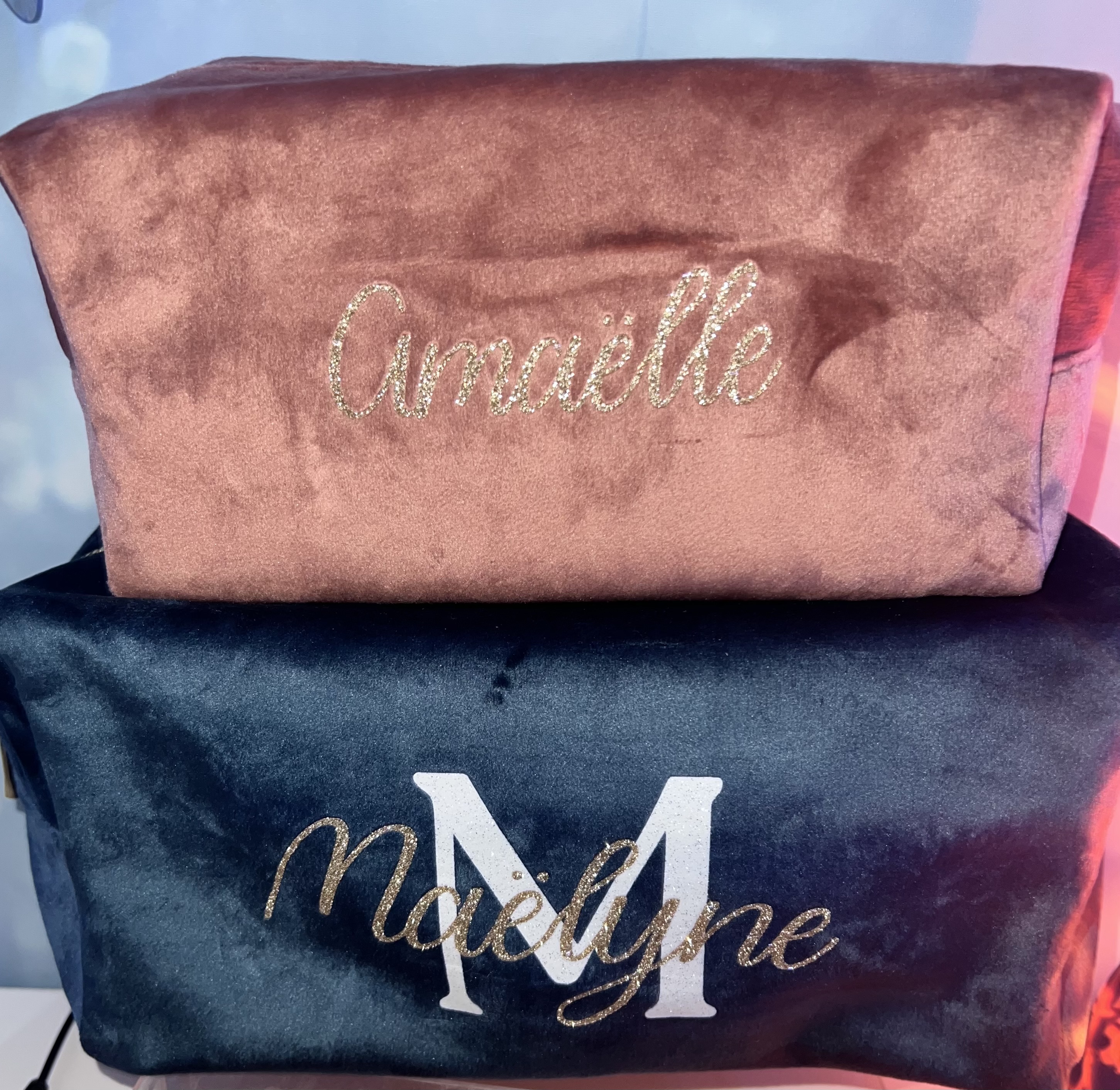 Trousse de toilette velours – Personnalisable