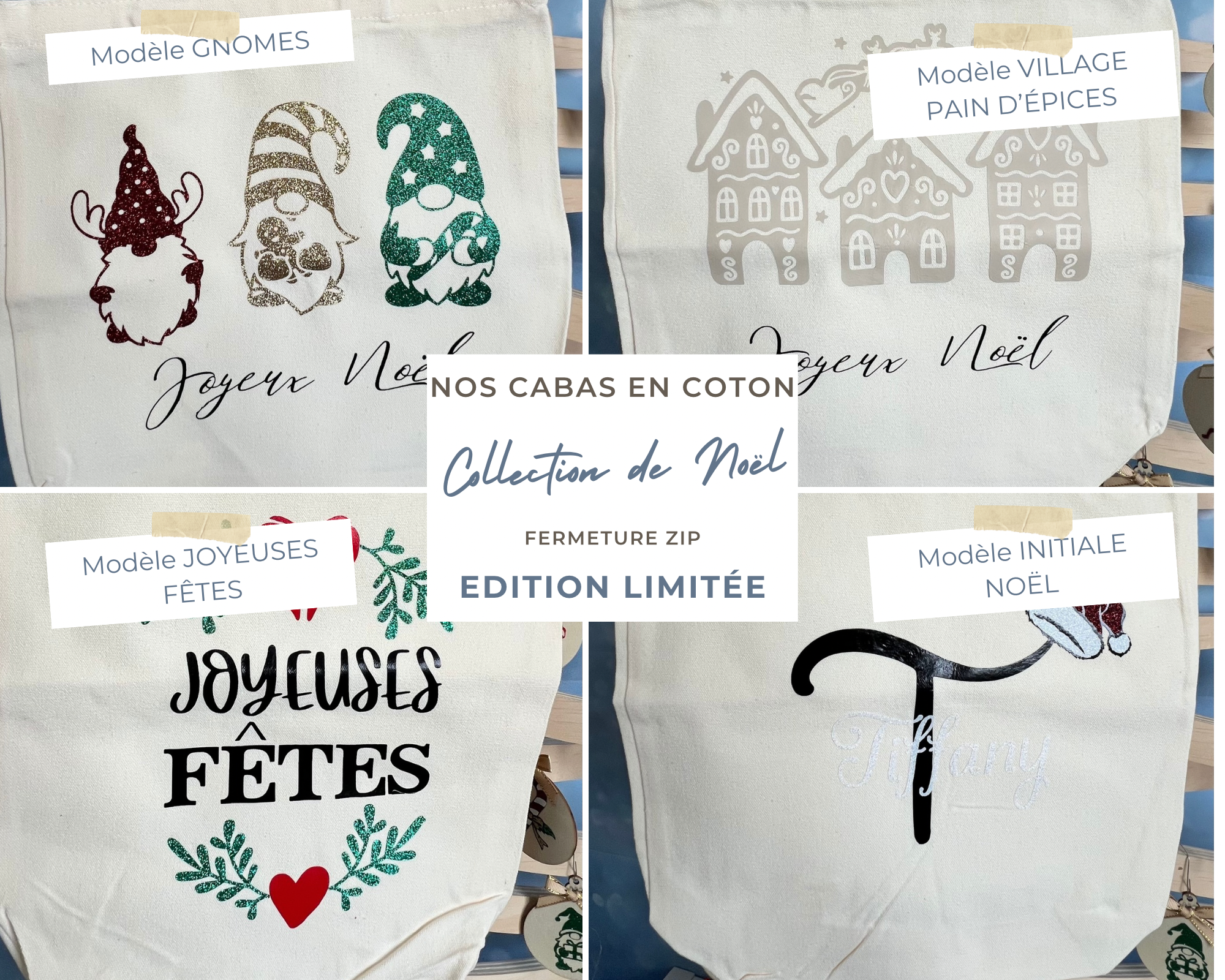 Cabas en coton avec fermeture éclair – 4 modèles