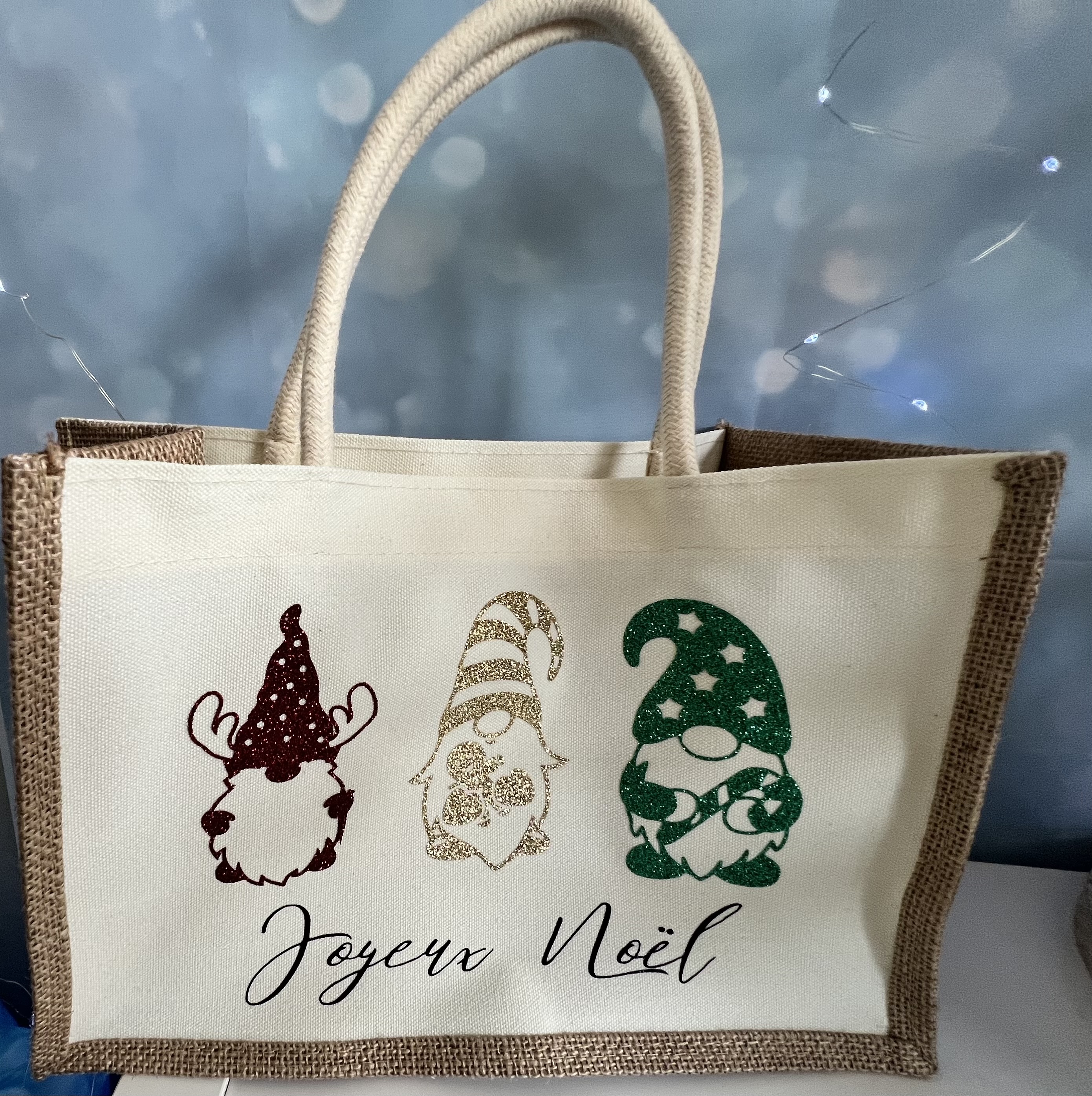 Cabas en toile de jute – Collection Noël – 4 modèles