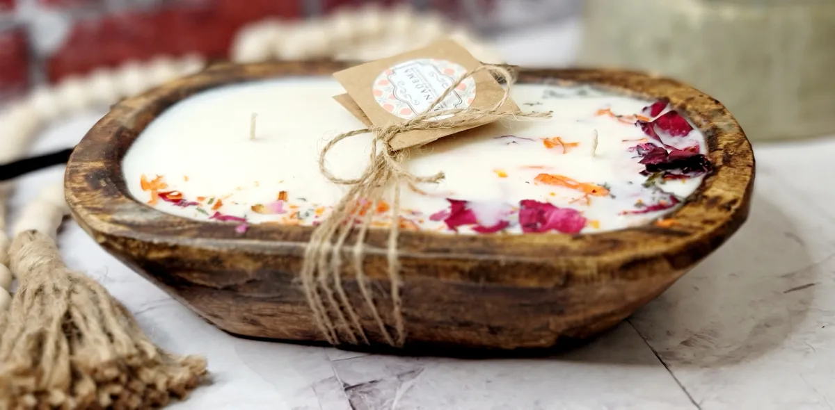 Three Wick Dough Bowl Soy Candle