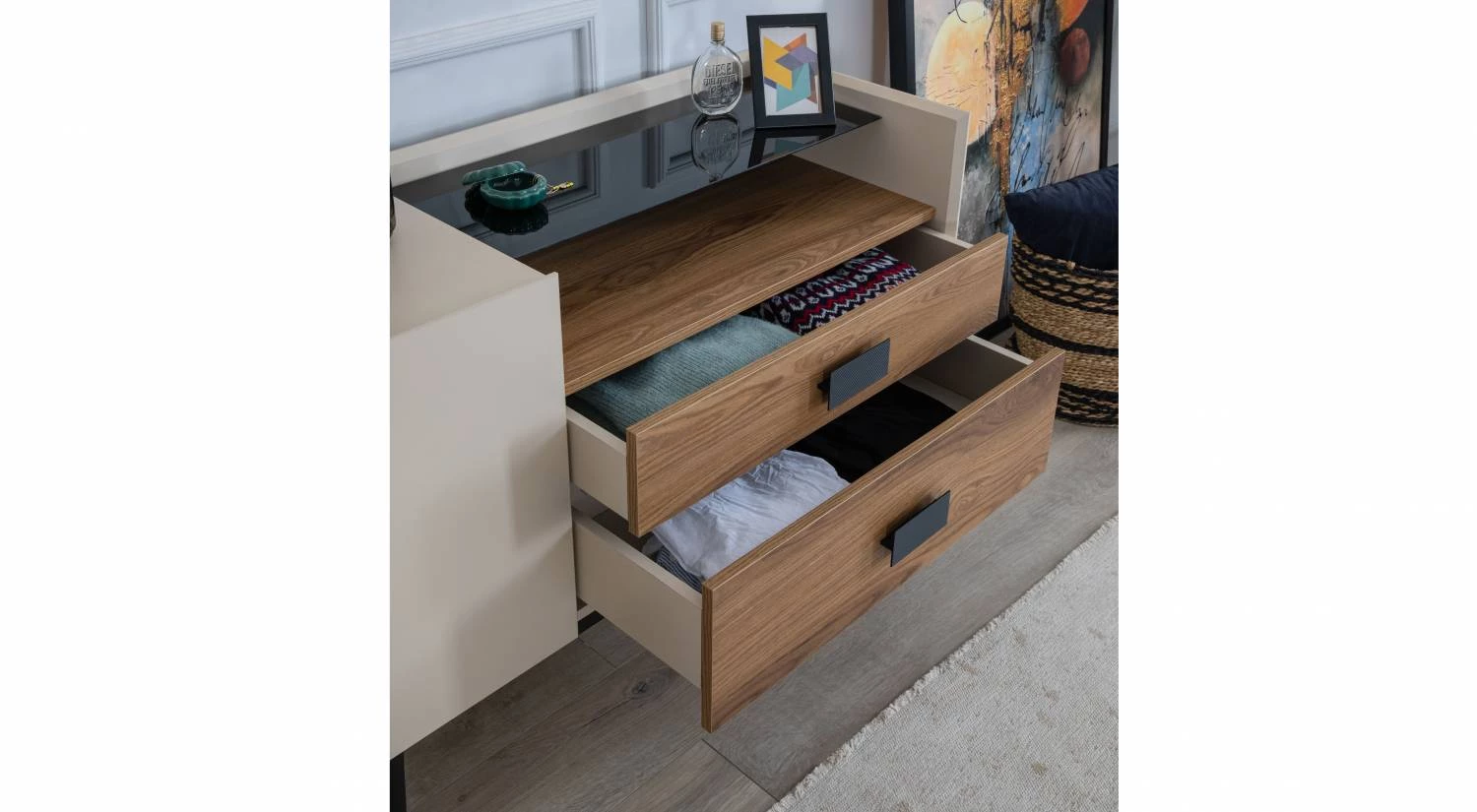 Aqua Schminktisch mit Spiegel