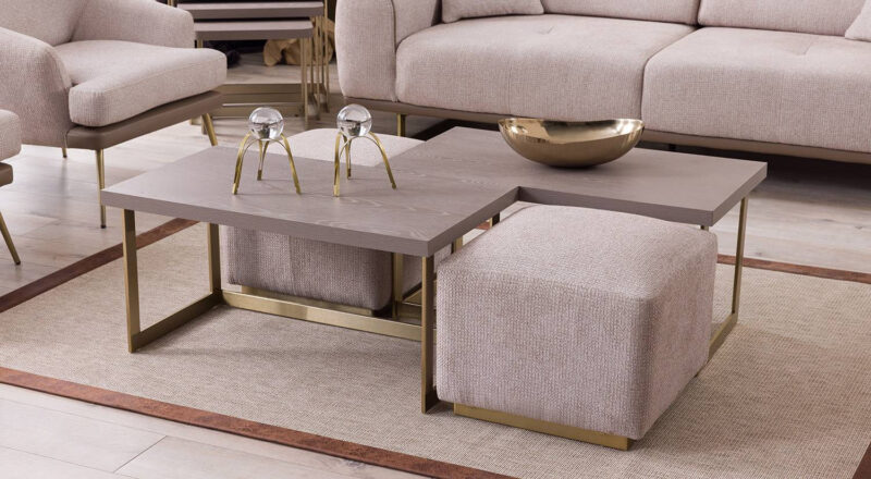 Latte Couchtisch Hocker