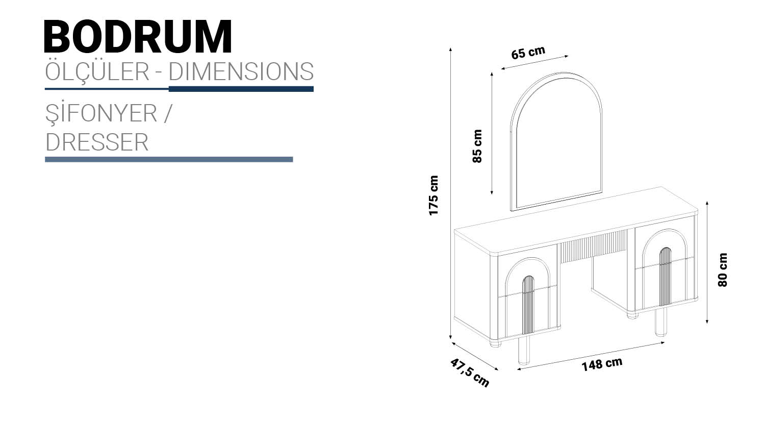 Bodrum Schminktisch mit Spiegel