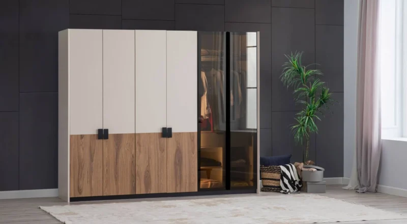 Aqua Kleiderschrank mit 6 Türen