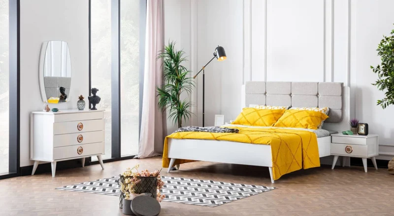 Retro Weiß Box Bett 160x200cm