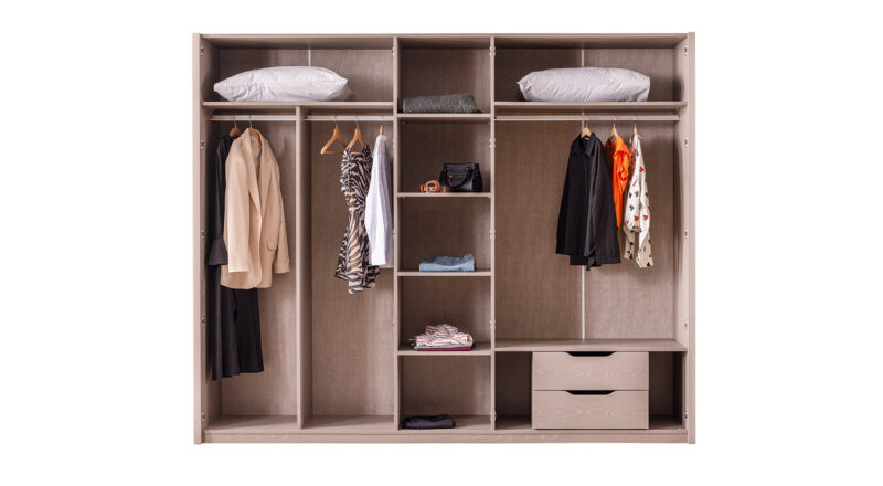 Latte Kleiderschrank mit 5 Türen