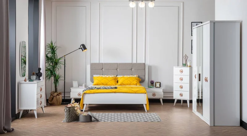 Retro Weiß Schlafzimmer Set