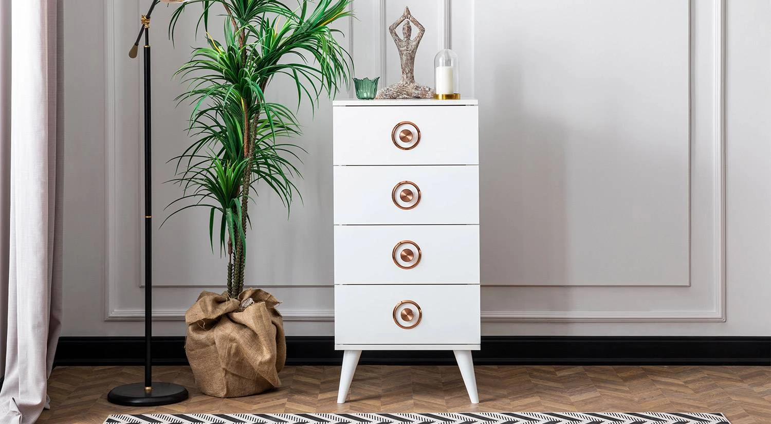 Retro Weiß Wäscher Kommode