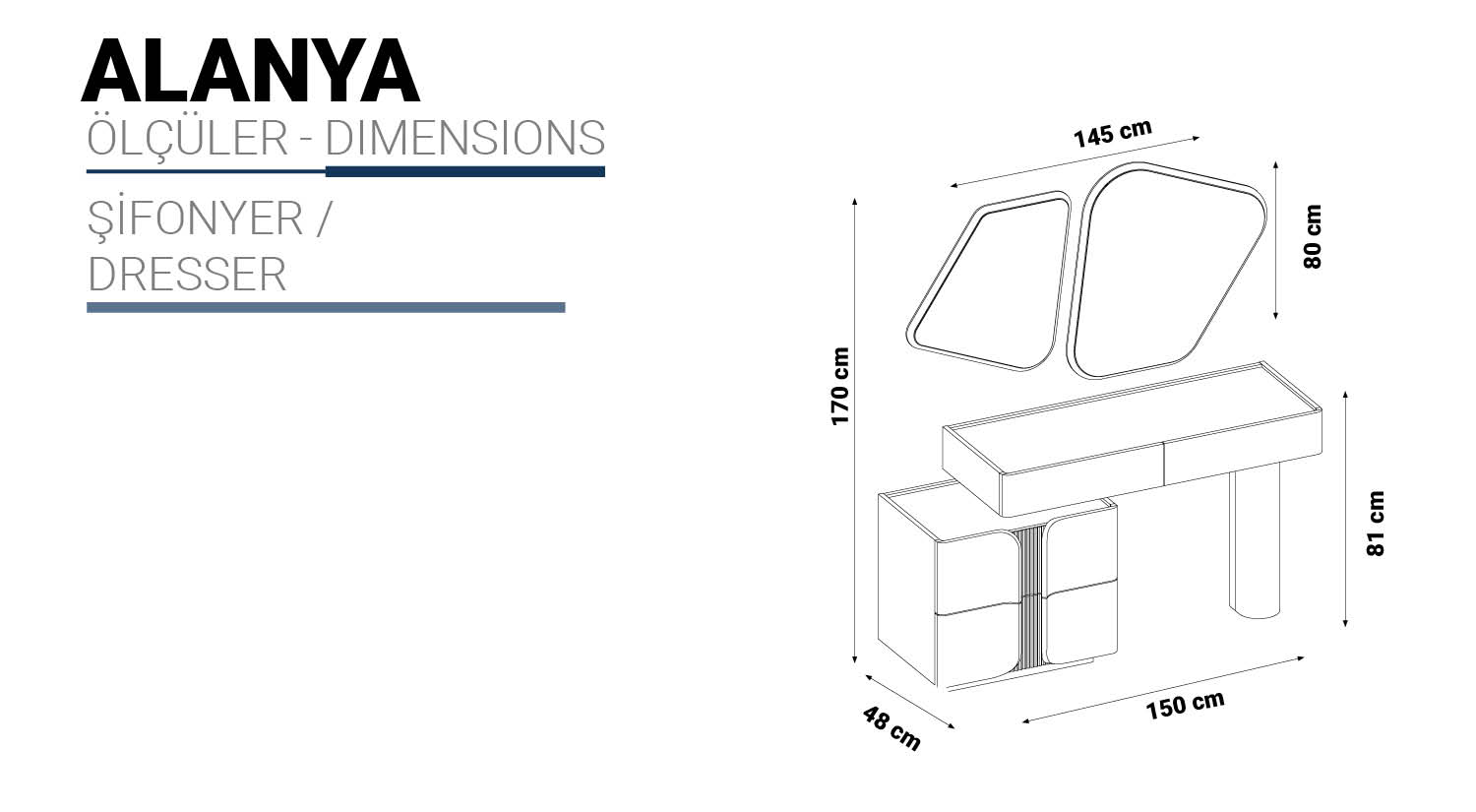 Alanya Schminktisch mit Spiegel