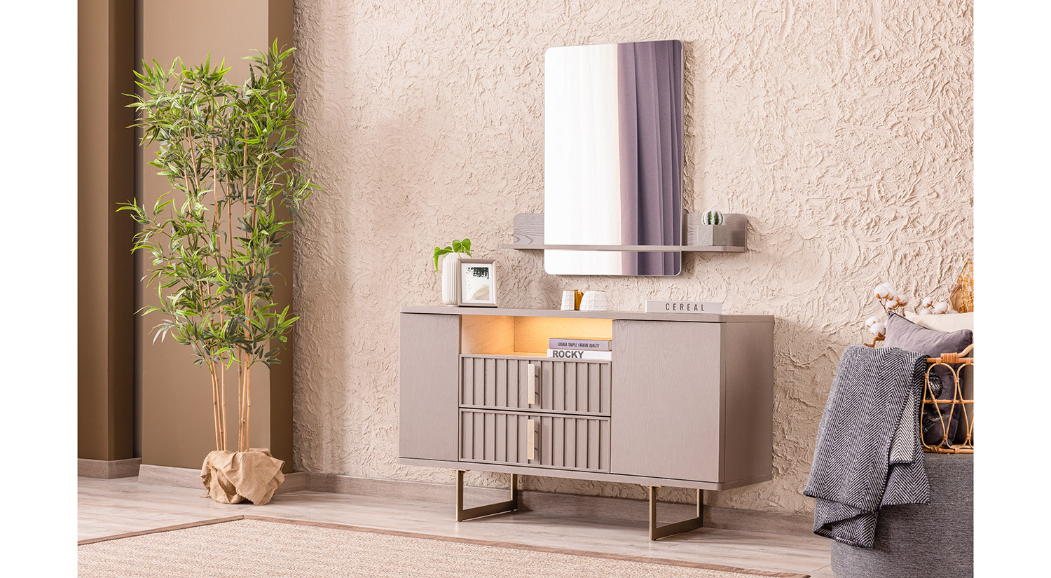 Latte Schminktisch mit Spiegel