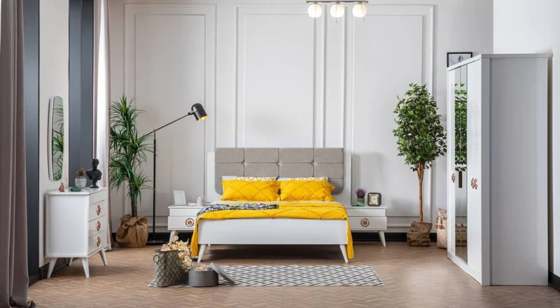 Retro Weiß Schlafzimmer Set